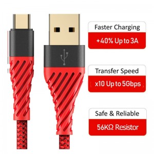 USB Cケーブル3.0、サムスンギャラクシーS8、S9プラス、注8、LG v20、G6、G5、v30、グーグルPixel 2 XL、Nexus 6-3パック赤用の携帯電話ケーブルへのUSBタイプCケーブル高速充電USB